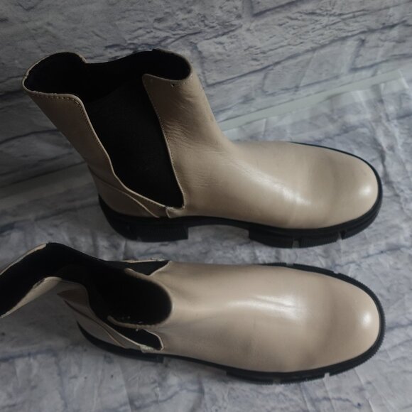 Zara Lug Sole Low Heel Leather Ankle Boots - Picture 6 of 16